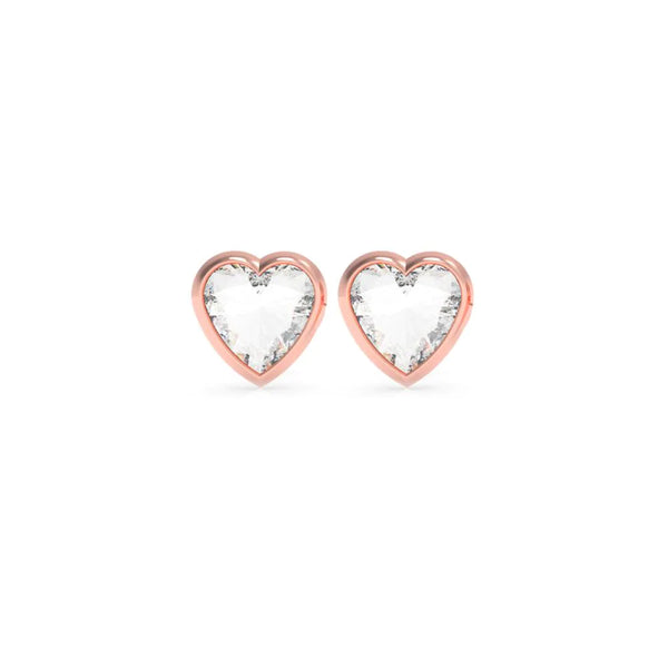 Guess Ladies Crystal Heart Stud Earrings UBE70041