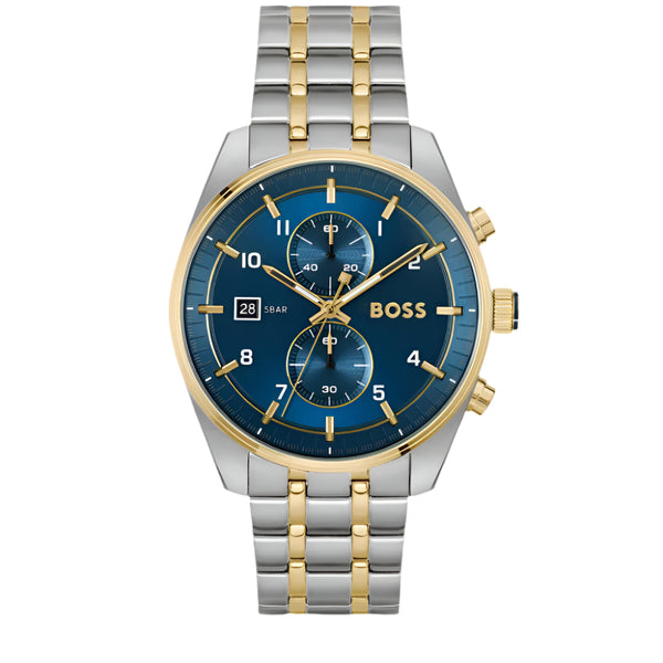 Boss Mens Skytraveller 44mm Blue Dial Chronograph Watch 1514247