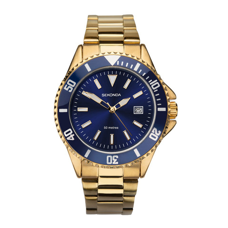 Sekonda Gold Plated Blue Dial Mens Watch 1516