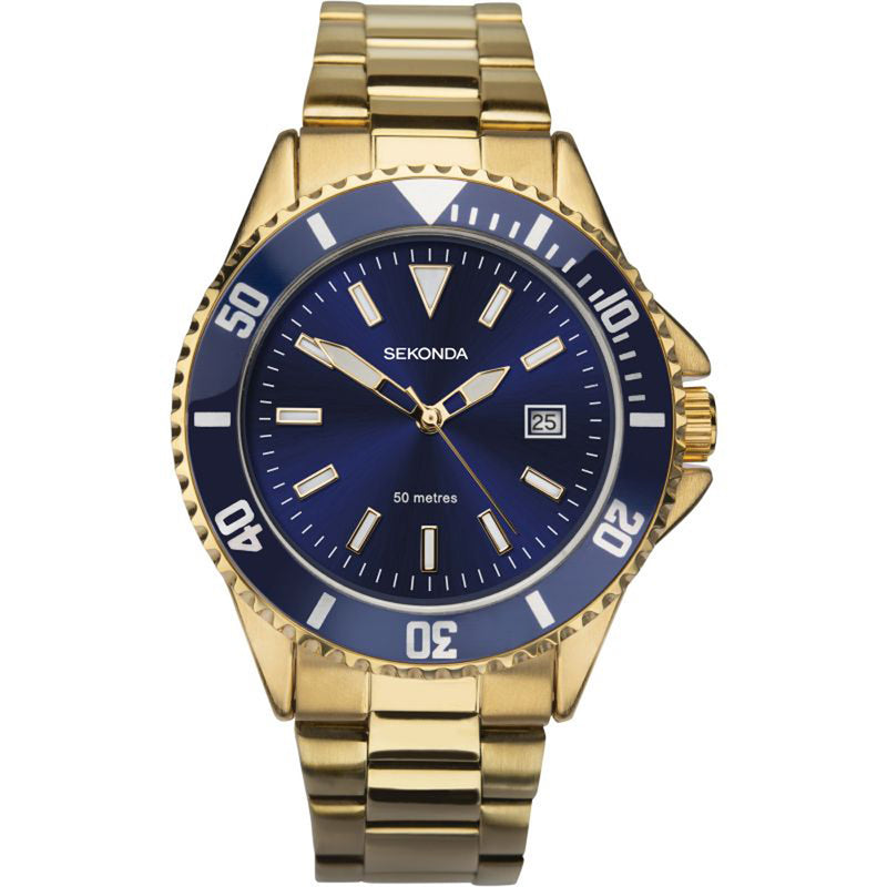 Sekonda Gold Plated Blue Dial Mens Watch 1516