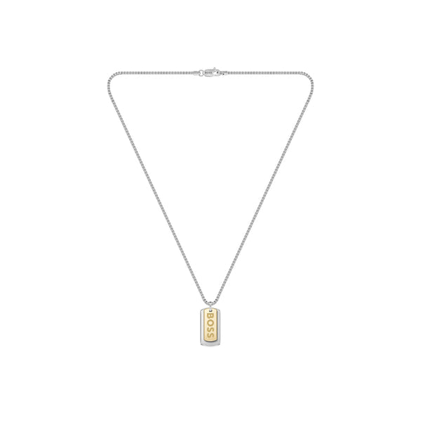 Boss Mens Devon Two Tone Tag Necklace 1580576