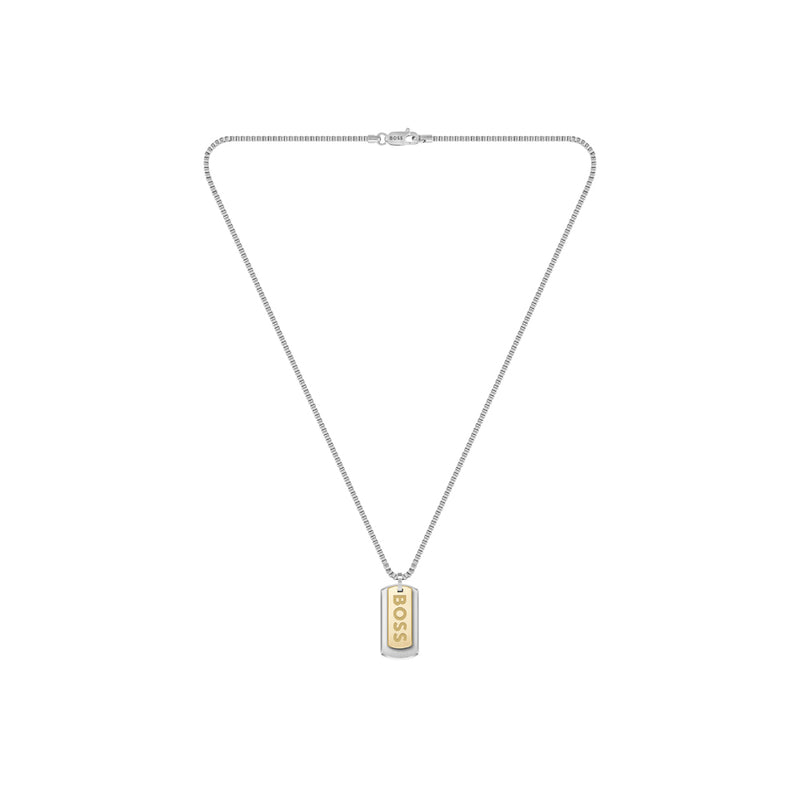 Boss Mens Devon Two Tone Tag Necklace 1580576