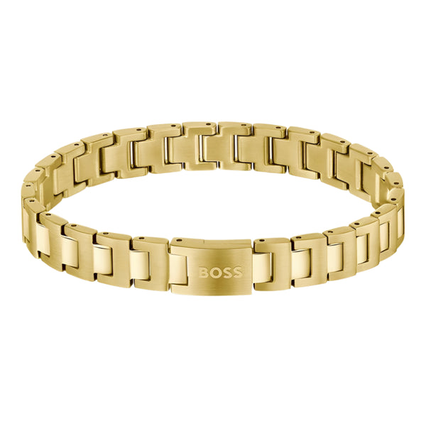 Boss Mens Candor Gold Tone Stainless Steel Link Bracelet 15807531