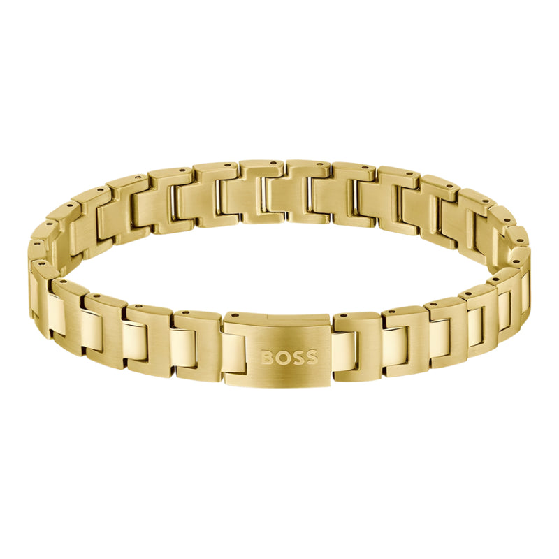 Boss Mens Candor Gold Tone Stainless Steel Link Bracelet 15807531
