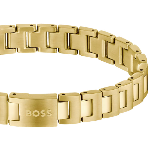 Boss Mens Candor Gold Tone Stainless Steel Link Bracelet 15807531