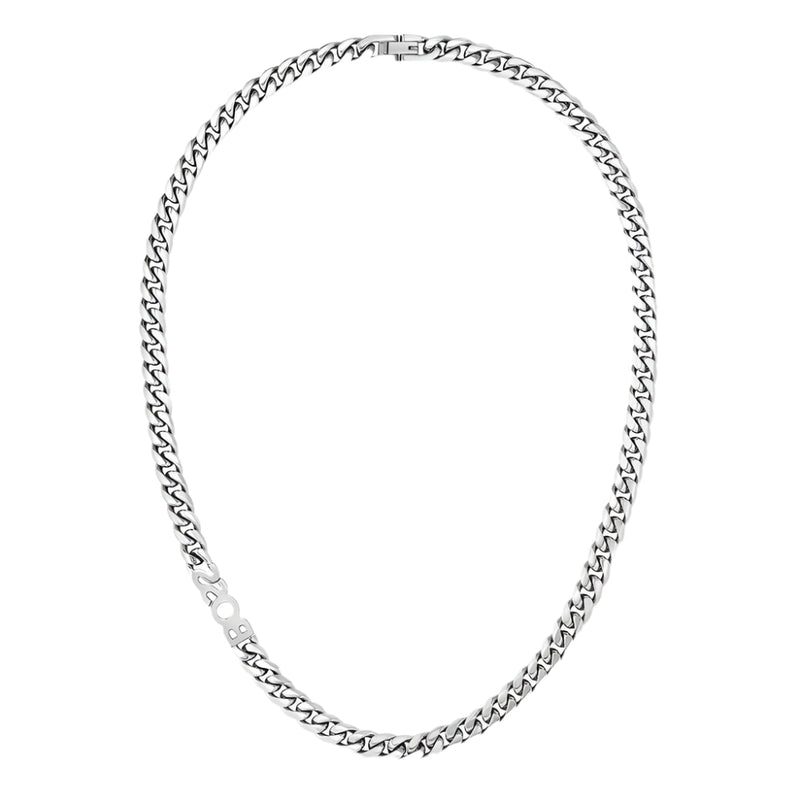 Mens Boss Logo Stainless Steel Curb Chain Necklace 1580769