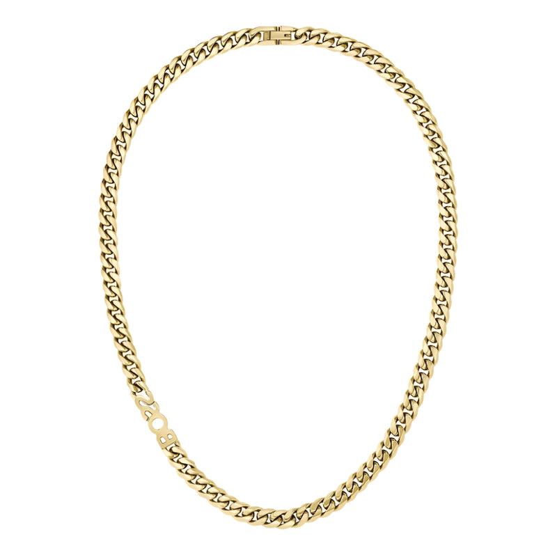 Mens Boss Logo Kassy Gold Tone Curb Chain Necklace 1580770