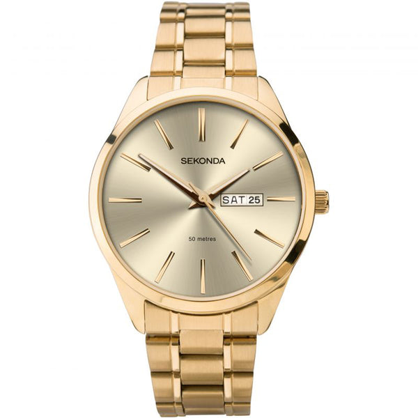 Mens Gold Plated Sekonda Watch 1643