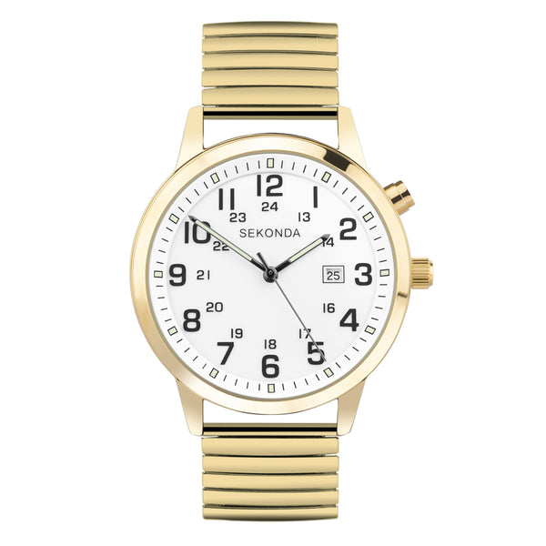 Mens Gold Plated Sekonda Watch 30128 With EL Backlight