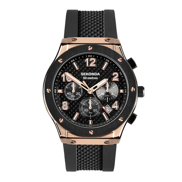 Sekonda Mens Titan Black Dial Chronograph Watch 30257