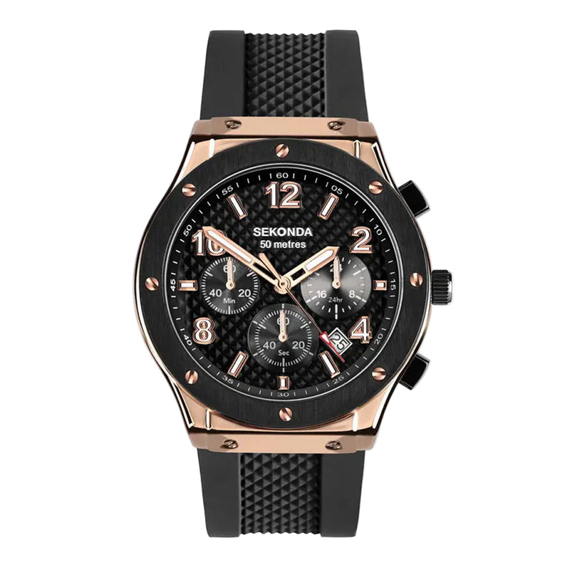 Sekonda Mens Titan Black Dial Chronograph Watch 30257