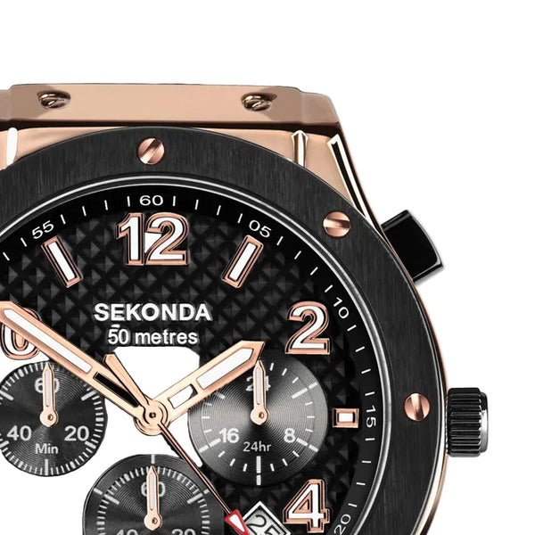 Sekonda Mens Titan Black Dial Chronograph Watch 30257