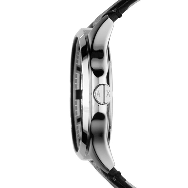 Armani Exchange Mens Black Leather Strap Watch AX2101