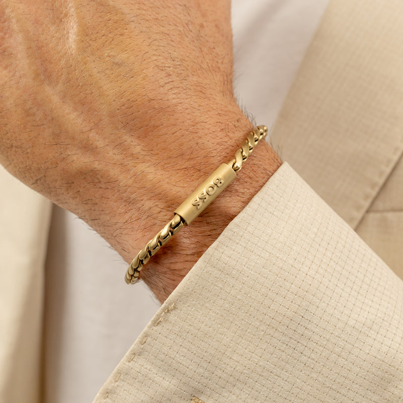 Boss Chain Gold Plated Doran Mens Bracelet 1580696