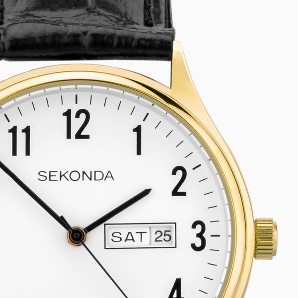 Mens Gold Plated Sekonda Easy Reader Watch 30123