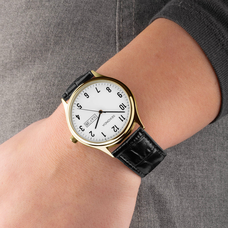 Mens Gold Plated Sekonda Easy Reader Watch 30123