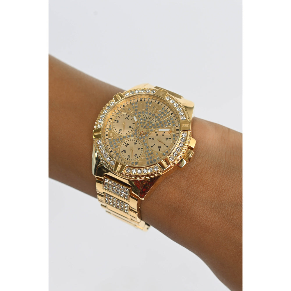 Guess Lady Frontier W1156L2 watch features a luxurious gold-tone stainless steel Guess Frontier Diamonds Gold Dial Gold Steel Strap Watch For  main image 4