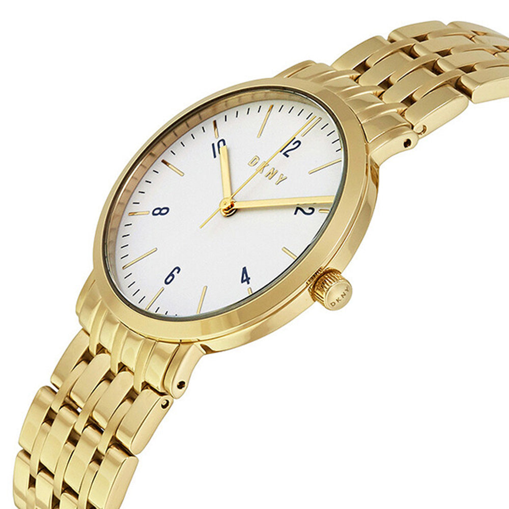 Montre Femme DKNY Minetta Quartz - Cadran Argenté, Bracelet Cuir Marron, Neuf Sans étiquette (article De Vitrine)
