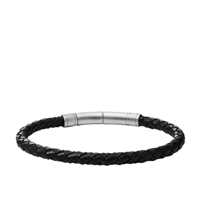 FOSSIL Mens Bracelet CASUAL JF84816040 Leather Black - Golden Outlet