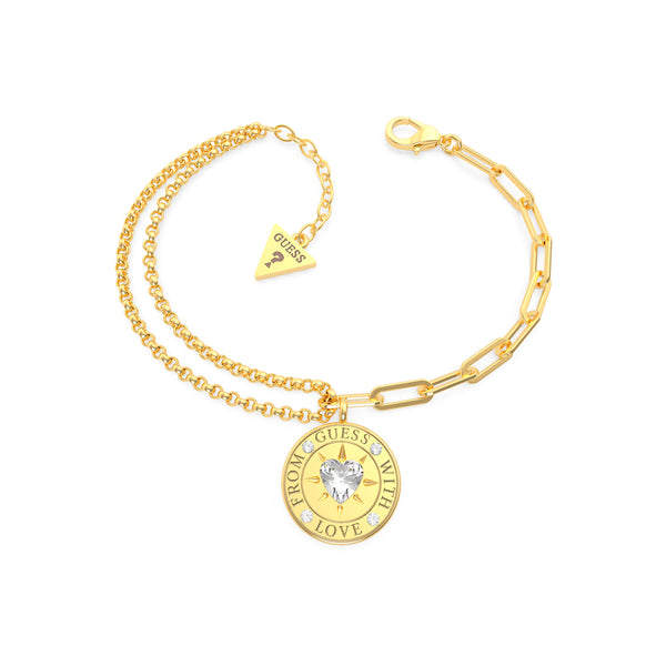 Guess Ladies Love Double Chain Gold Plated Bracelet UBB70001-L