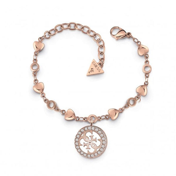 Guess Ladies Tropical Sun Rose Gold Plated Charm Bracelet UBB78018-L