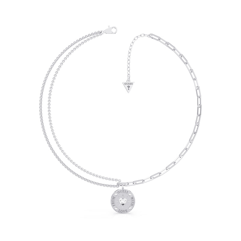 Guess Ladies With Love Rodoium Plated Necklace UBN70000