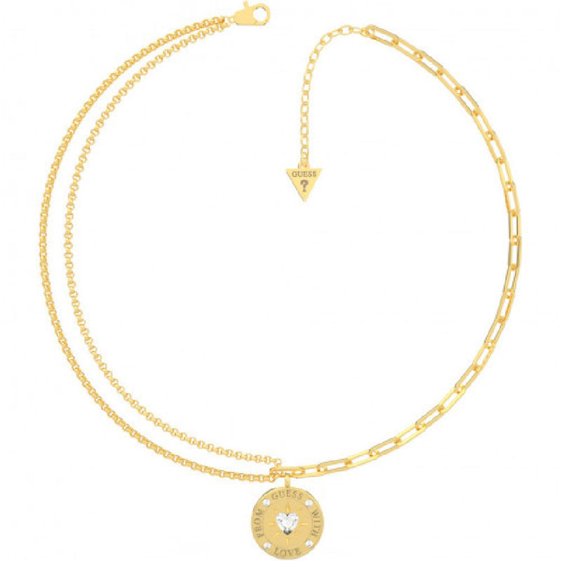 Guess Ladies With Love Gold Plated Devotion Necklace UBN70001